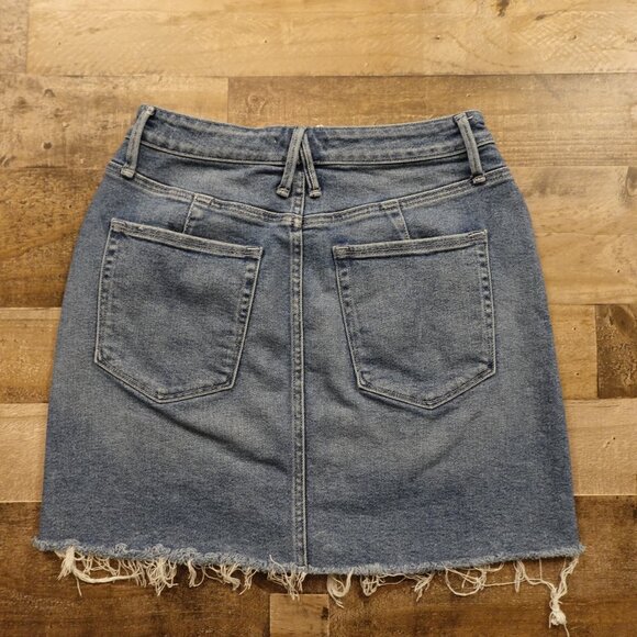 GOOD AMERICAN Zip Denim Mini Skirt Women's 8/29 High Rise Raw Hem - Picture 8 of 8